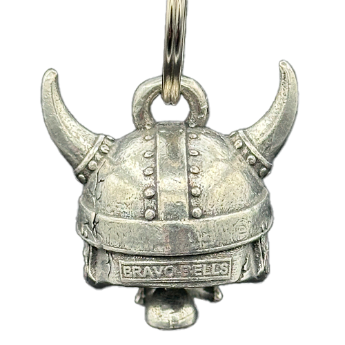 Pewter Viking Skull Bell With Veksø Helmet And Ruby Eyes