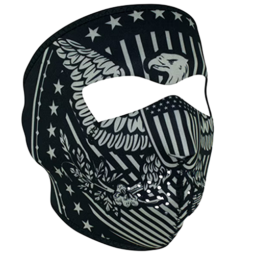 Black and gray face mask with American flag and eagle design