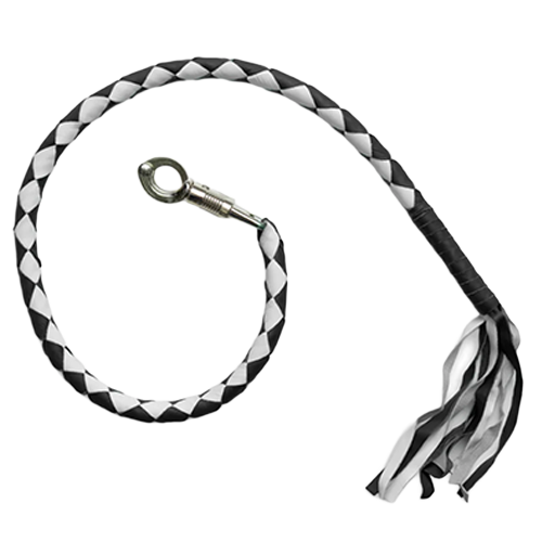 White & Black Leather Get Back Whip โ Hand-Braided Genuine Leather