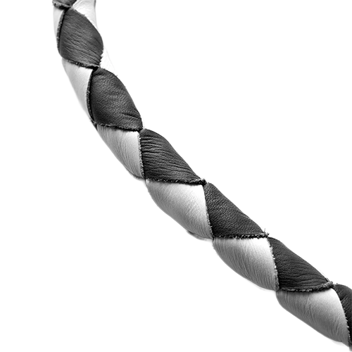 Braided Leather Whip – White & Black Color Combo