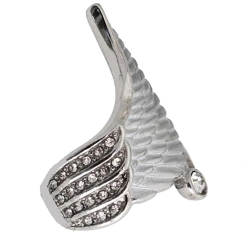 Silver wing shaped ring with crystal details