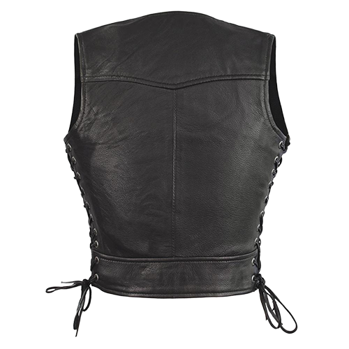 Raven Moto Vest – Western Back Panel & Zippered Pockets