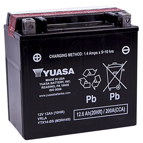 Yuasa YTX14-BS AGM Maintenance-Free Battery – Black Compact Design