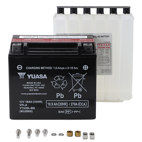 Yuasa YTX20L-BS AGM Maintenance-Free Battery β Black Heavy Duty Design