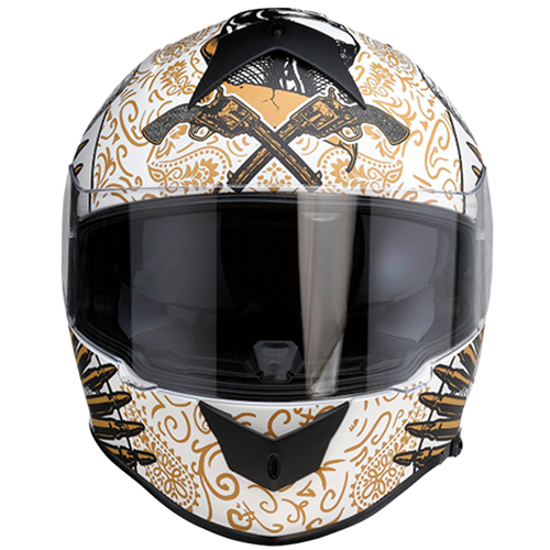 White Gold Motorcycle Helmet β Drop Down Sun Visor & Vents