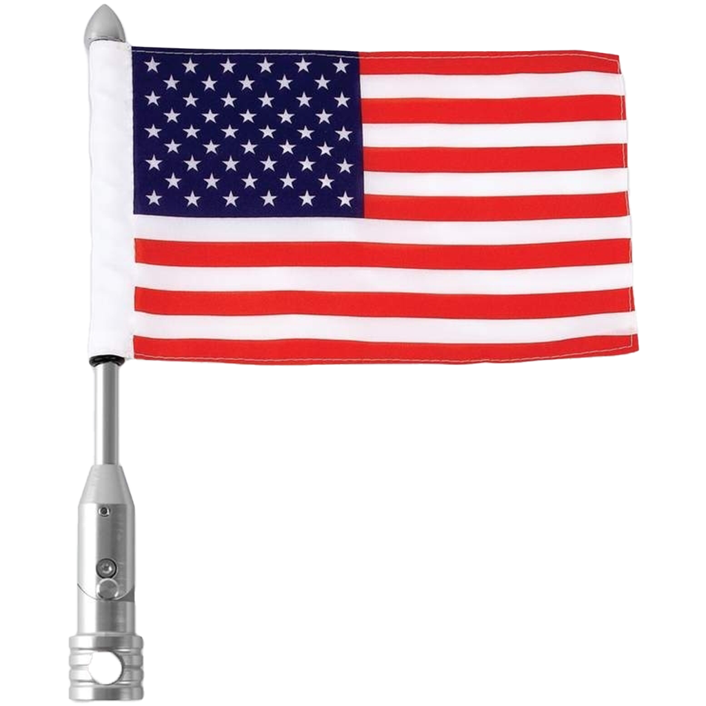 Chrome Motorcycle Flag Mount With USA Flag