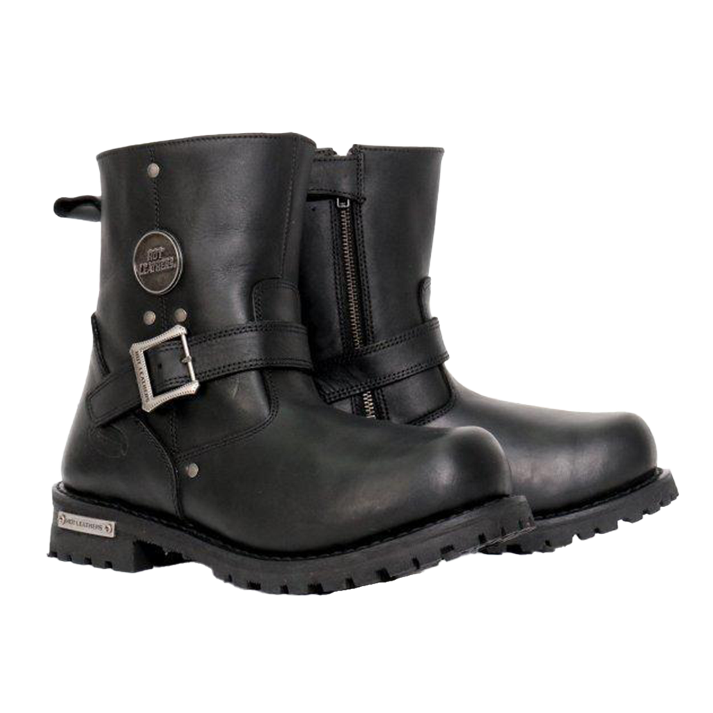 Black Round Toe Engineer Boot