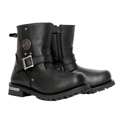 Black Round Toe Engineer Boot