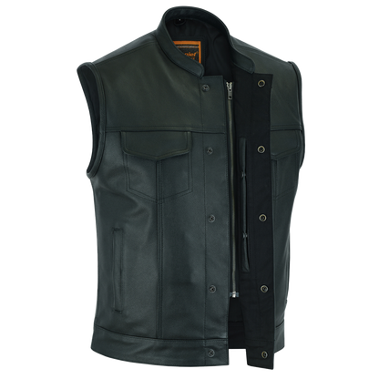 Full Coverage Men’s Leather Riding Vest Wind Blocking Design
