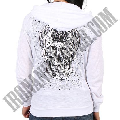 Sugar Skull Burn Out Slubby Hoodie