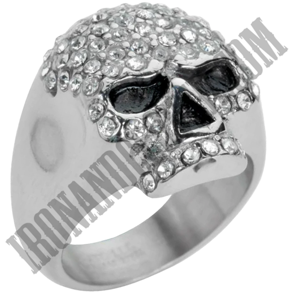 White Bling Skull Ring