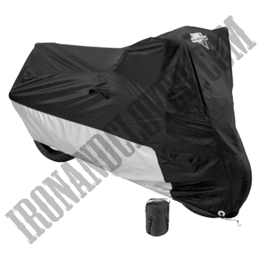 Defender Deluxe Motorcycle Cover in Black & Silver