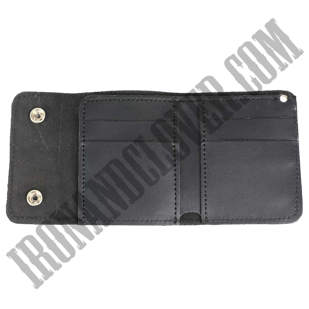 4 Inch Leather Tri-Fold Wallet With Buffalo Nickel Snaps