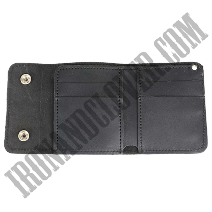 4 Inch Leather Tri-Fold Wallet With Buffalo Nickel Snaps