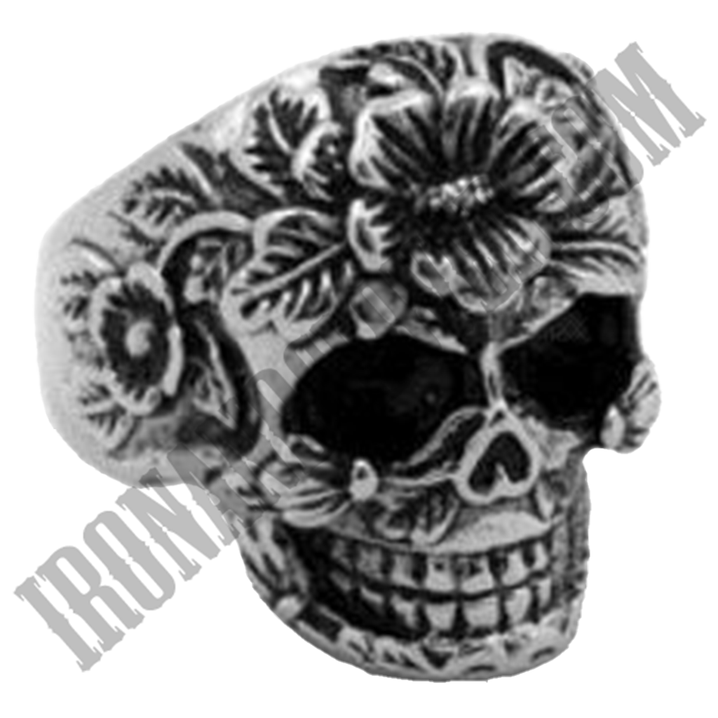 Flower Face Skull Ring