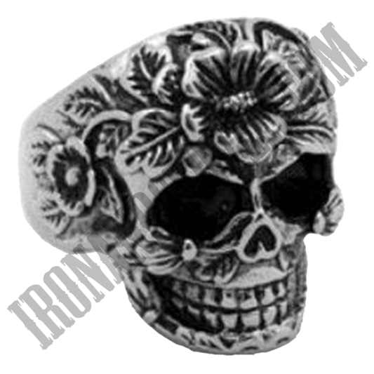 Flower Face Skull Ring