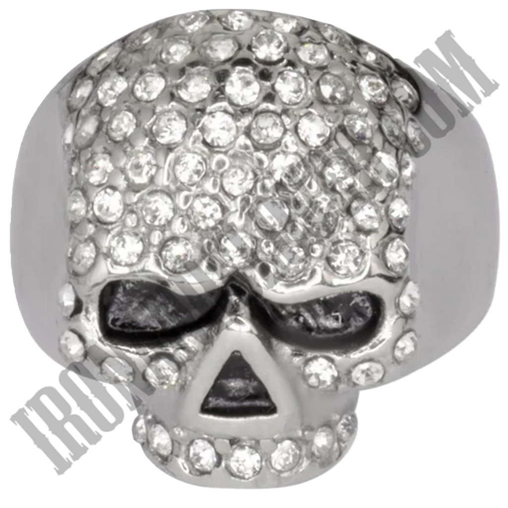 White Bling Skull Ring