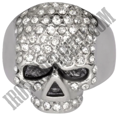 White Bling Skull Ring