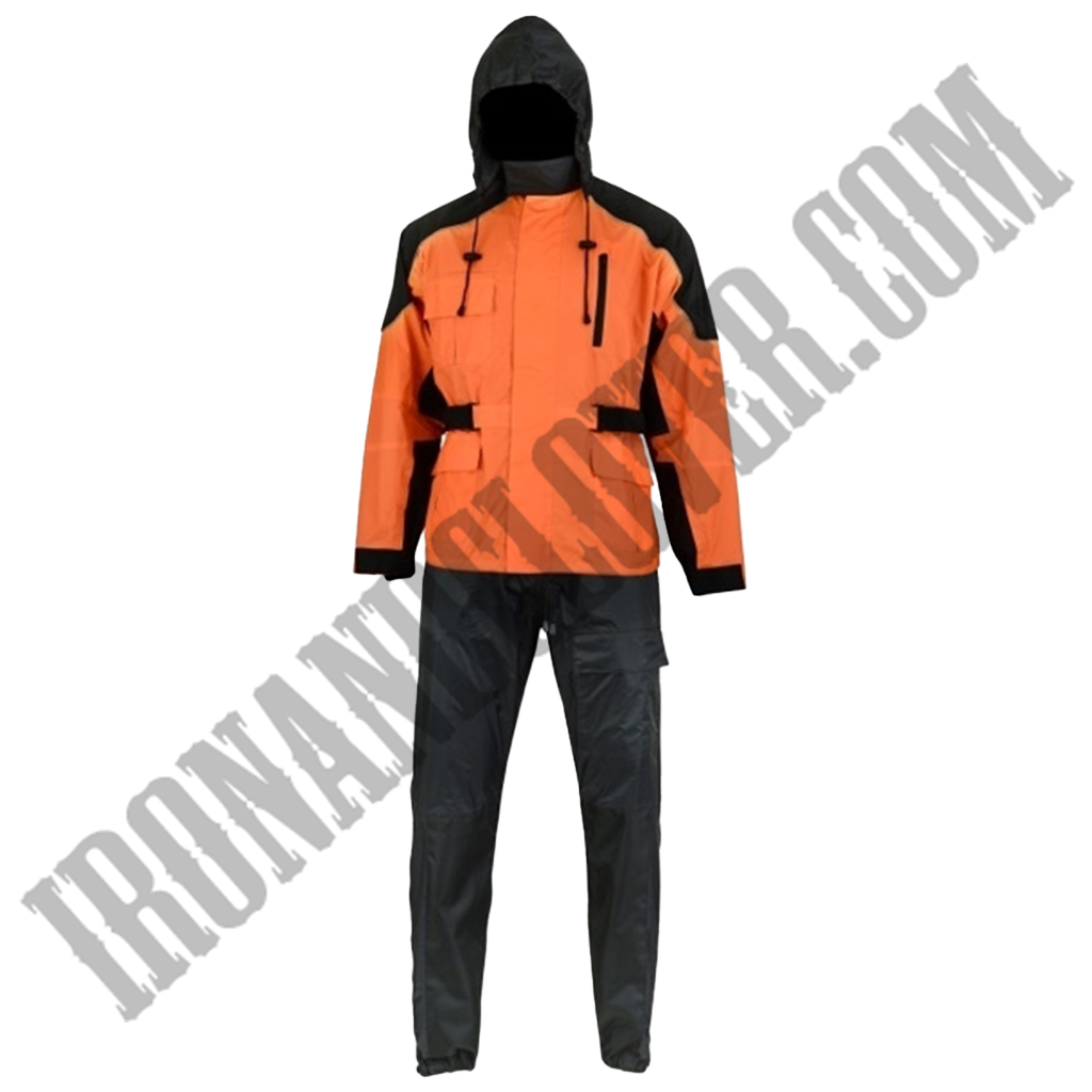 Men's Rain Suit in Black & Orange