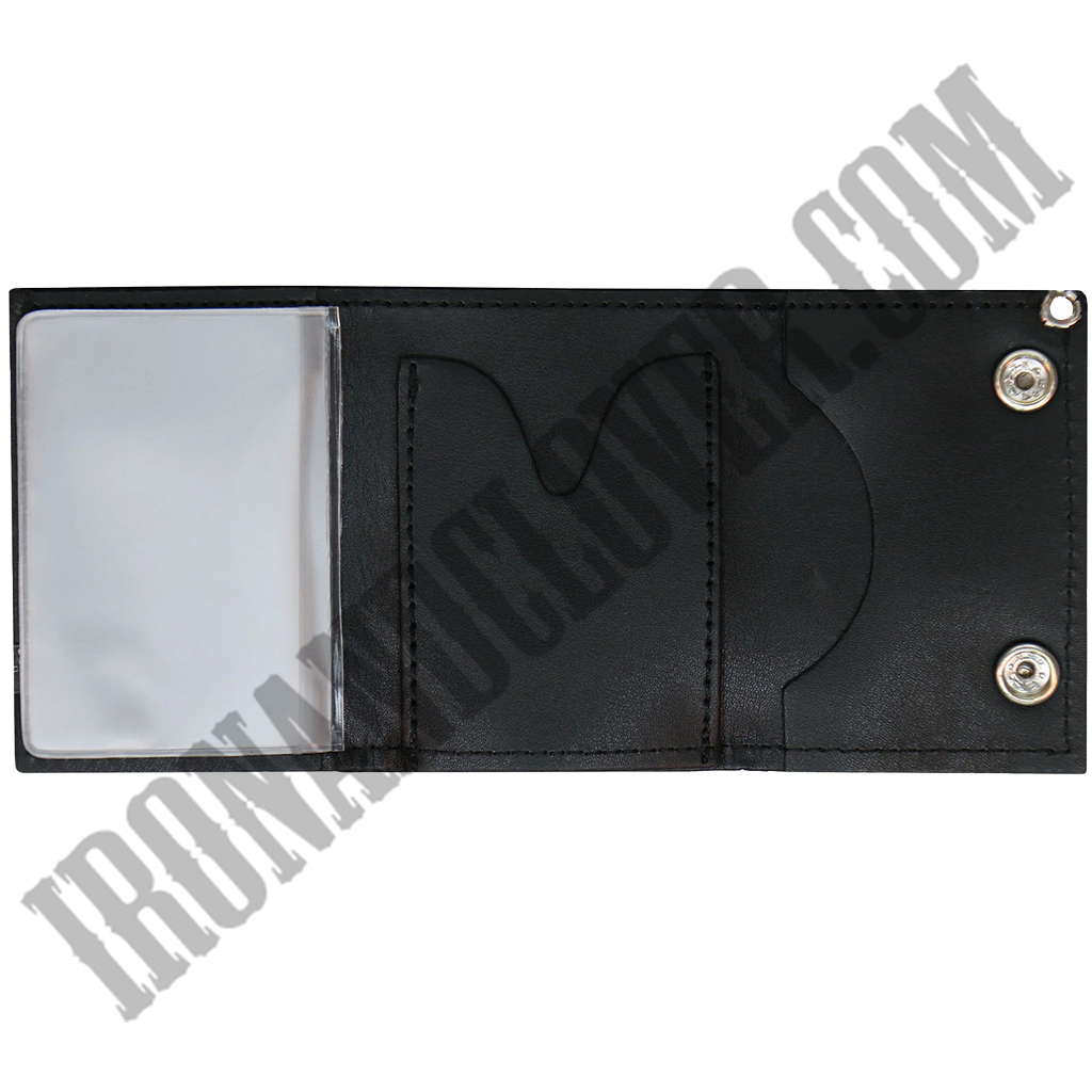 Classic Black Leather Wallet with Chain