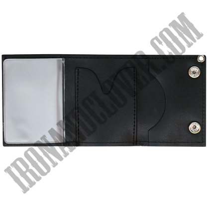 Classic Black Leather Wallet with Chain