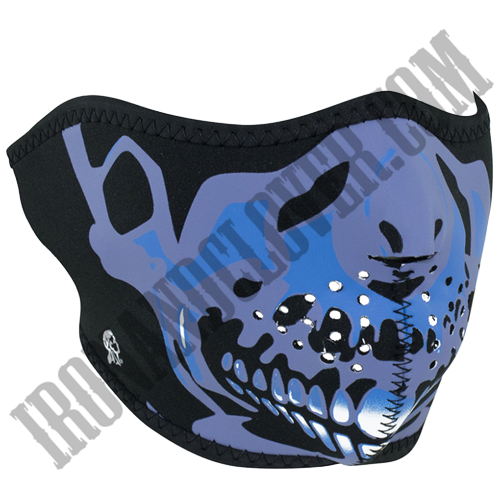 Blue Chrome Skull Half Face Mask