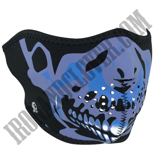 Blue Chrome Skull Half Face Mask