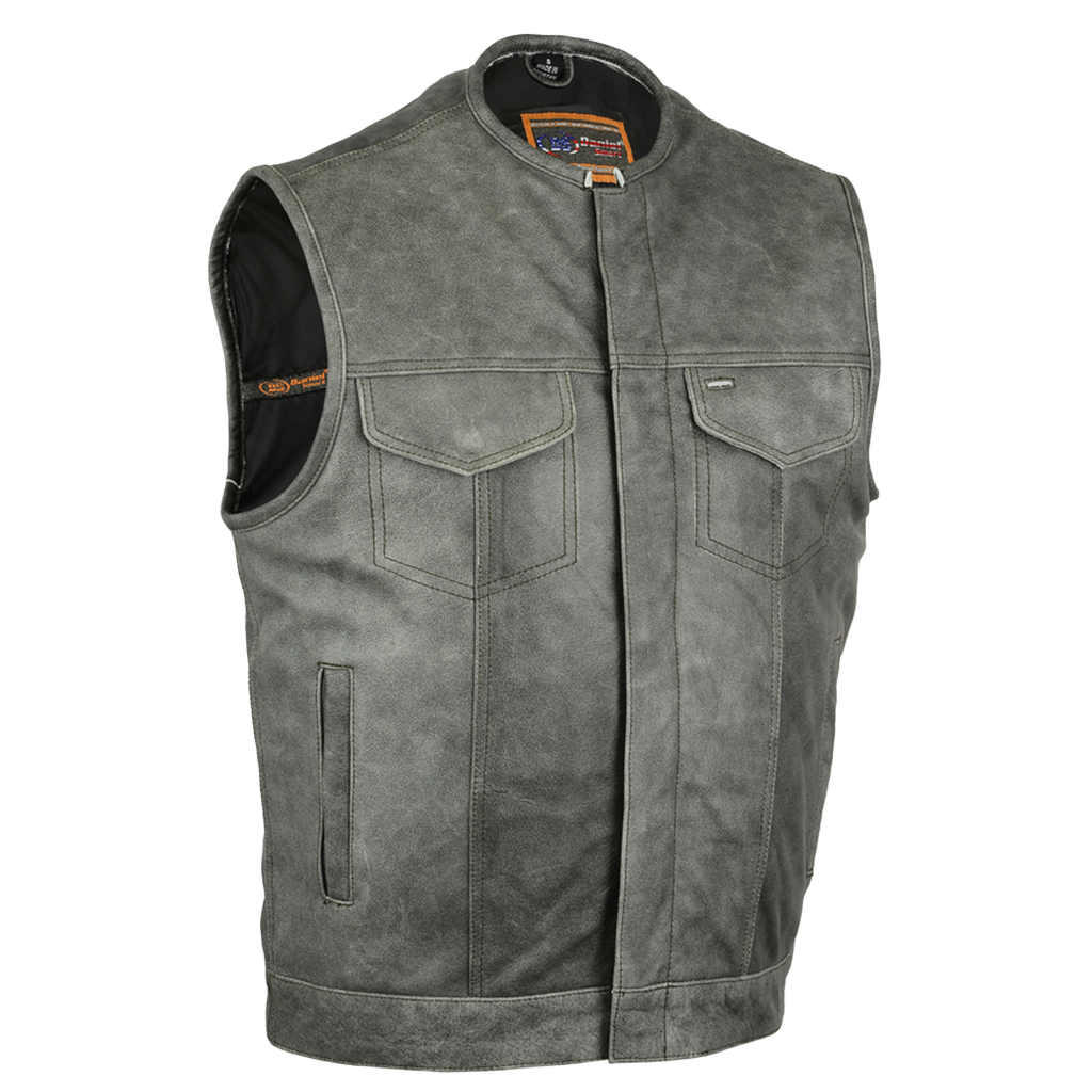 Full Coverage No Collar Vest in Stonewashed Gray