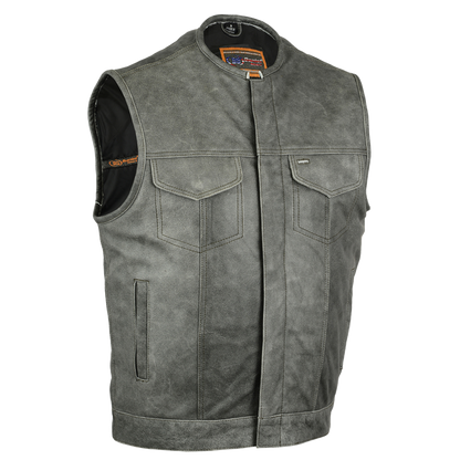 Full Coverage No Collar Vest in Stonewashed Gray