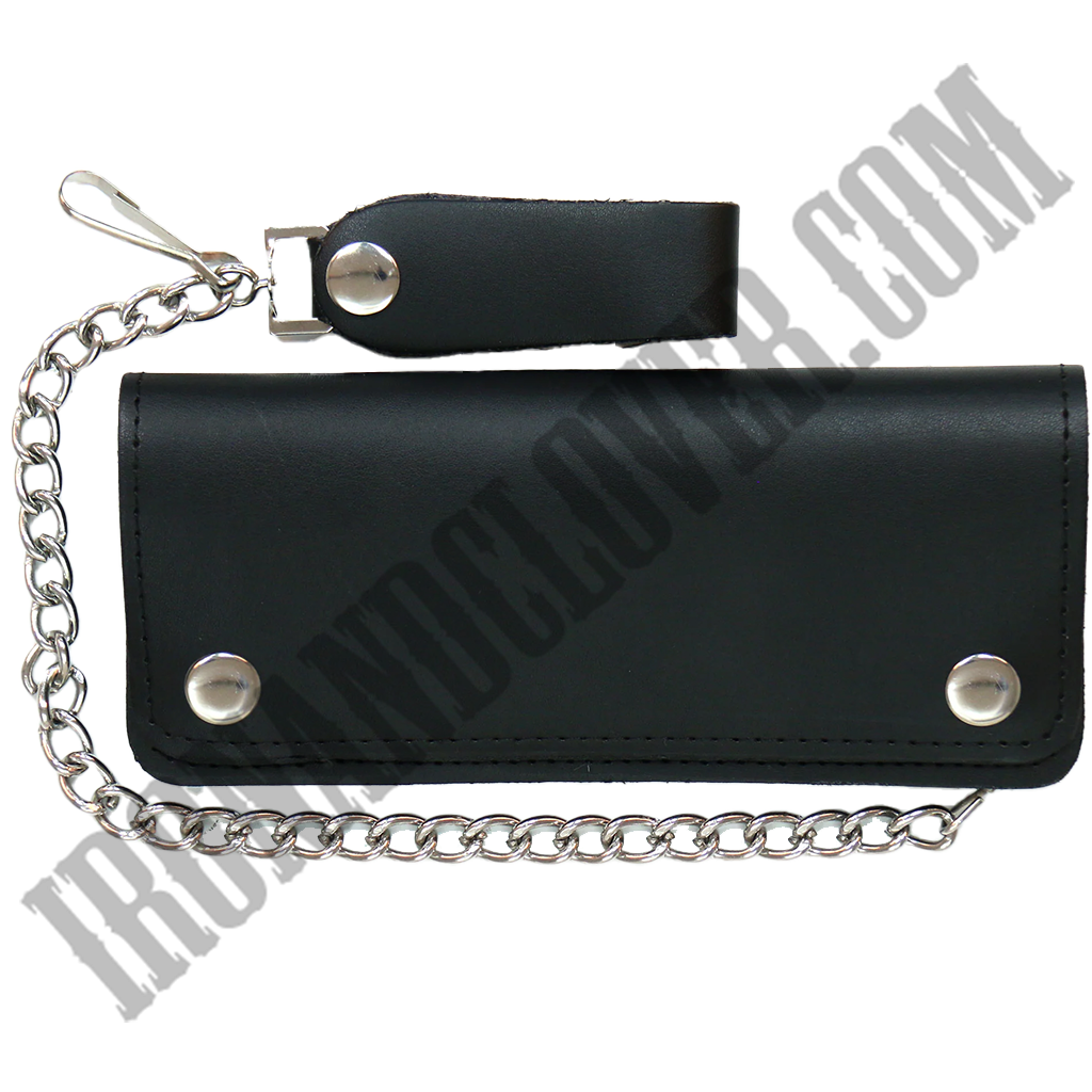 5 Pocket Bi-Fold Leather Wallet with Chain