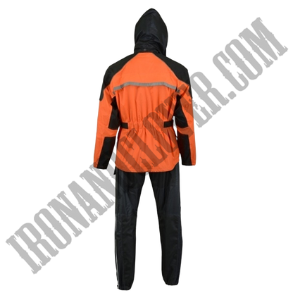 Men's Rain Suit in Black & Orange