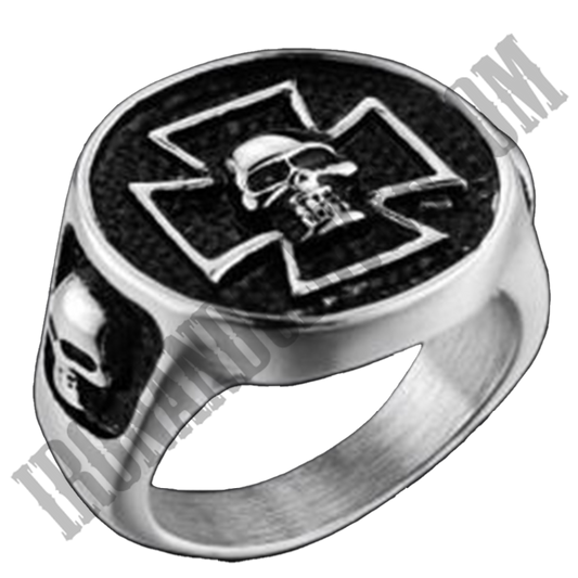 Iron Cross Skull Ring