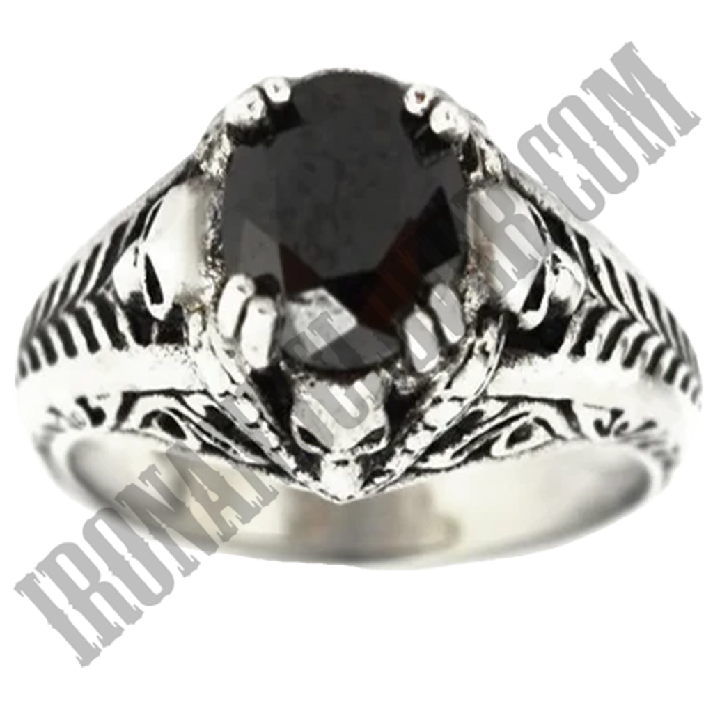 Skull Worshiper Black Solitaire Ring