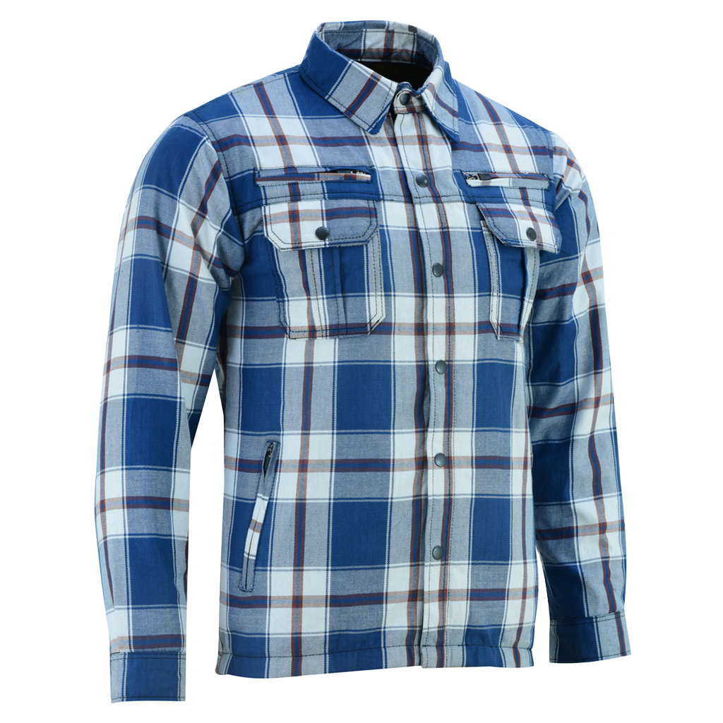 Men's Armored Flannel Shirt in Blue, White & Maroon