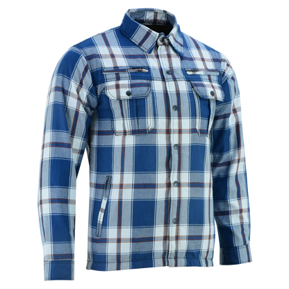 Men's Armored Flannel Shirt in Blue, White & Maroon