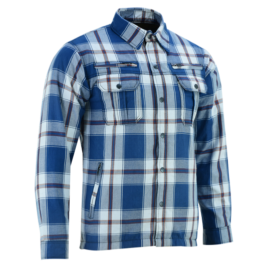 Men's Armored Flannel Shirt in Blue, White & Maroon