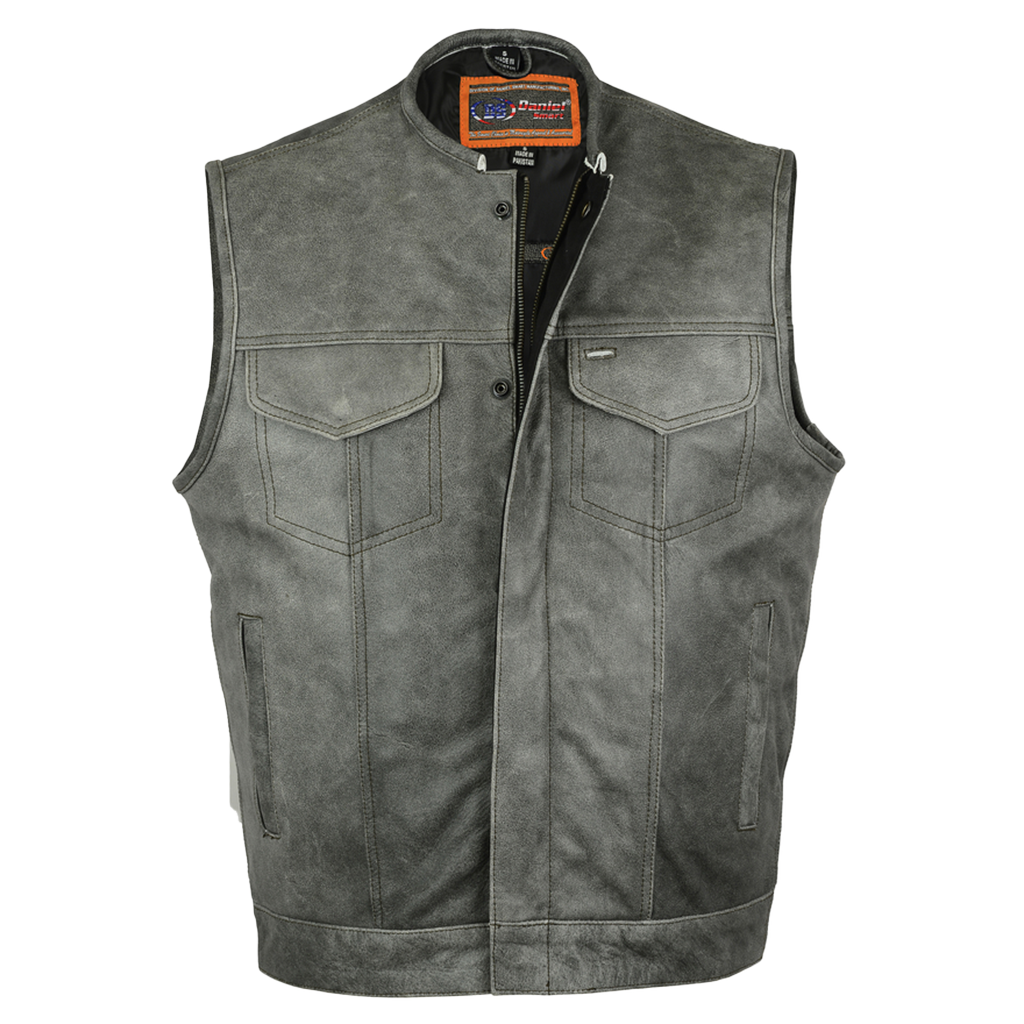 Full Coverage No Collar Vest in Stonewashed Gray