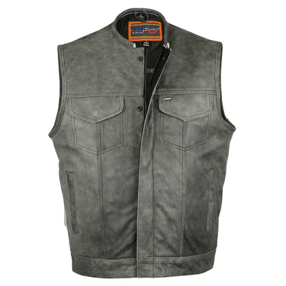 Full Coverage No Collar Vest in Stonewashed Gray