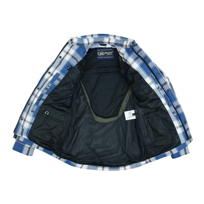 Men's Armored Flannel Shirt in Blue, White & Maroon