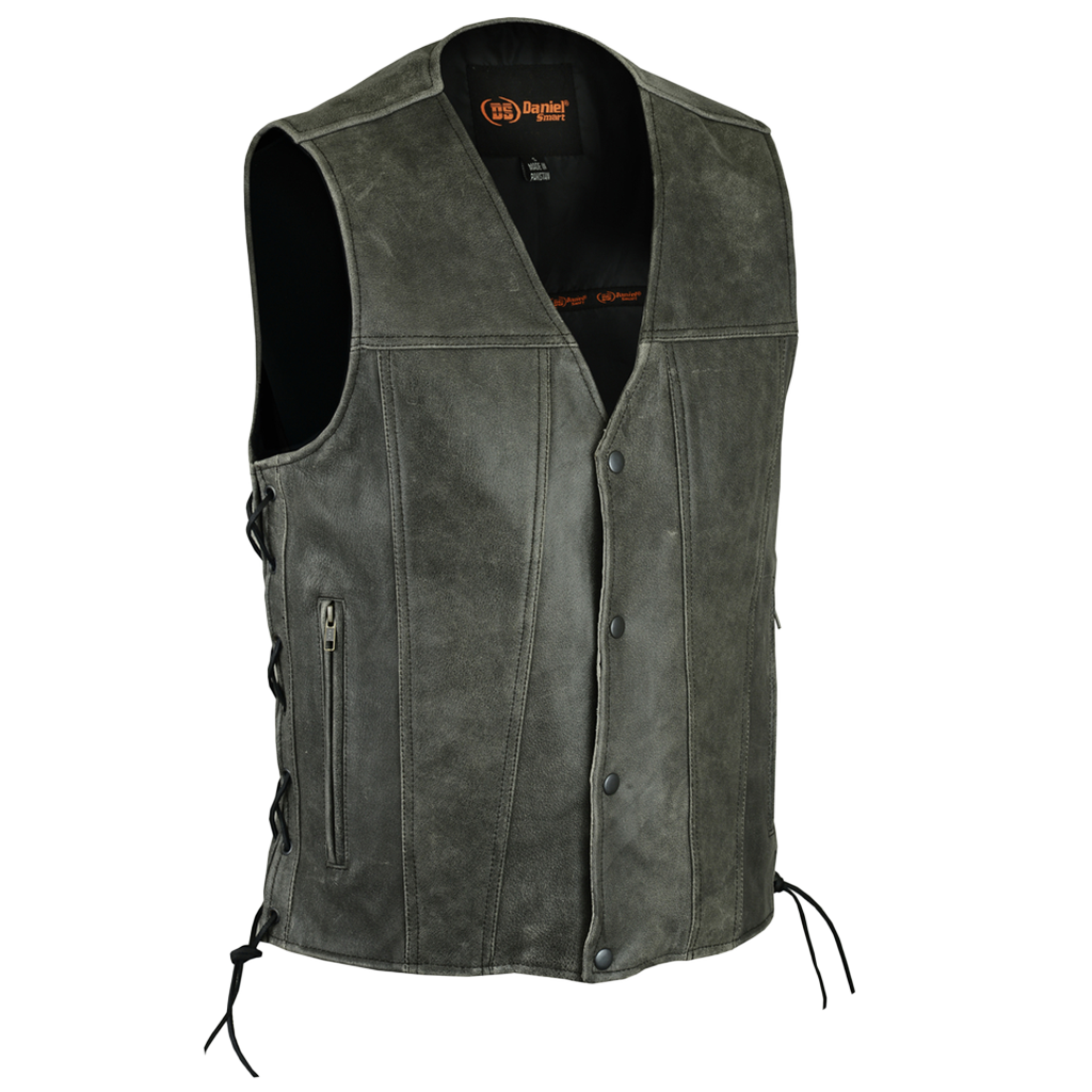 Traditional Motorcycle Vest in Gray