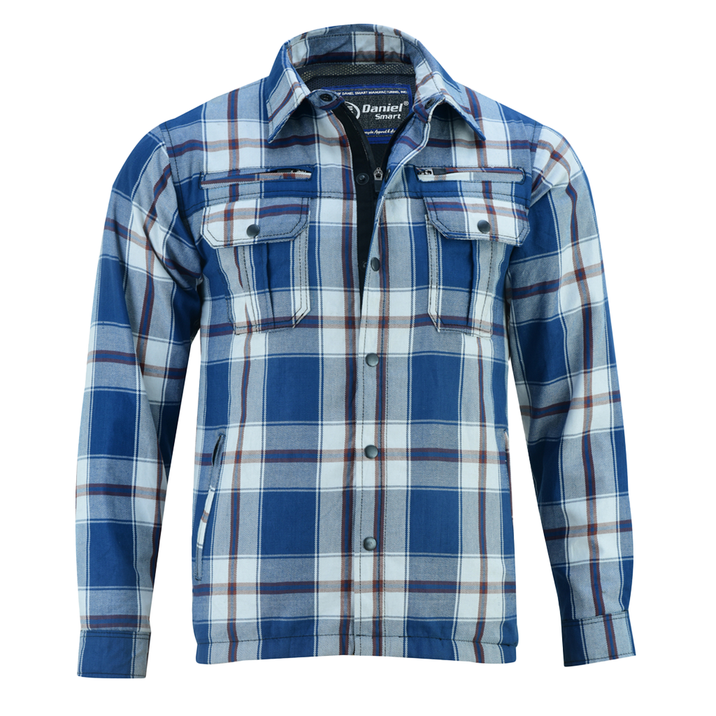 Men's Armored Flannel Shirt in Blue, White & Maroon