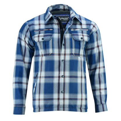 Men's Armored Flannel Shirt in Blue, White & Maroon