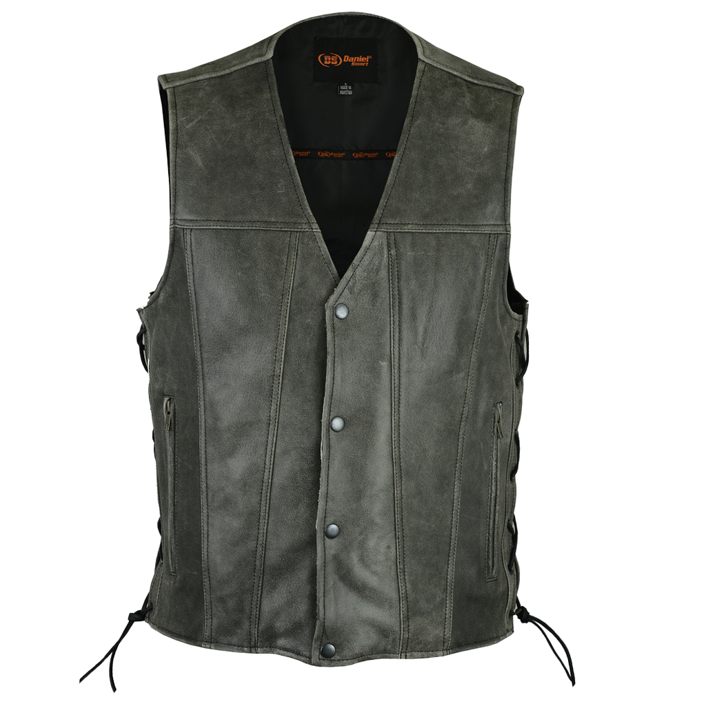 Traditional Motorcycle Vest in Gray