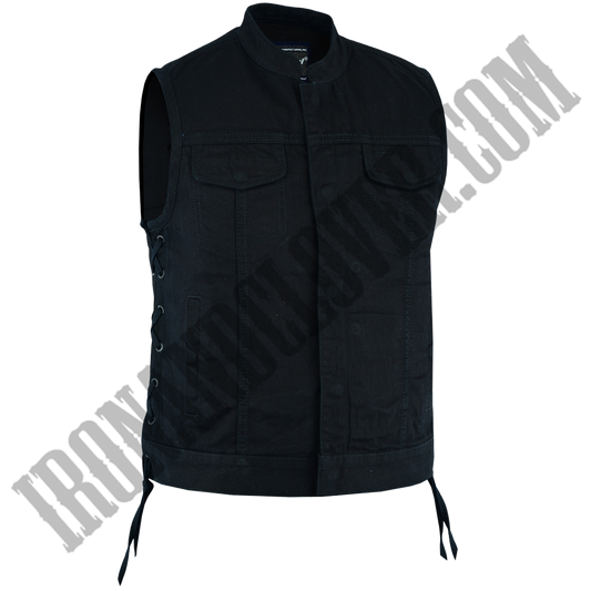 Advance Black Denim Vest with Side Laces