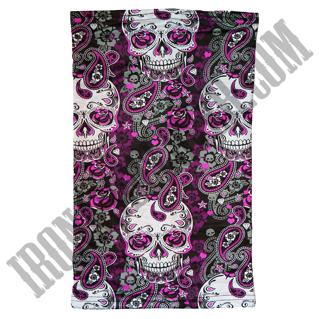 Pink Paisley & Skulls Neck Gaiter