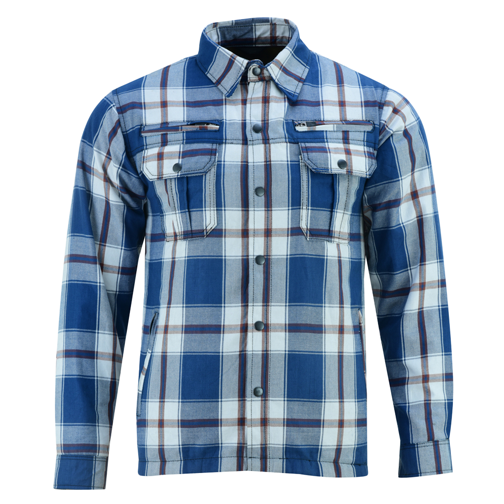 Men's Armored Flannel Shirt in Blue, White & Maroon