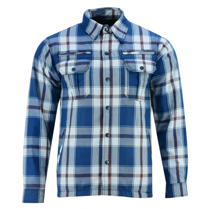 Men's Armored Flannel Shirt in Blue, White & Maroon