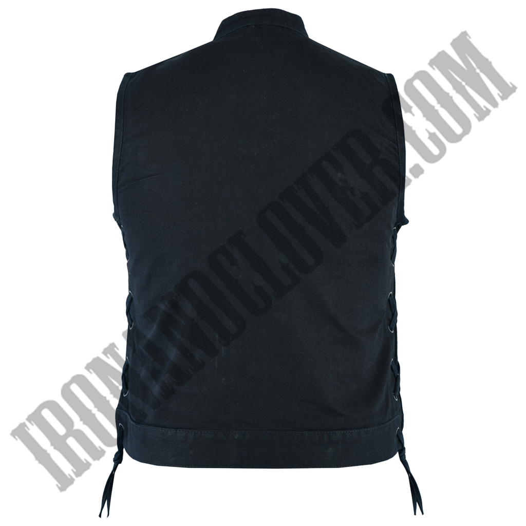 Advance Black Denim Vest with Side Laces