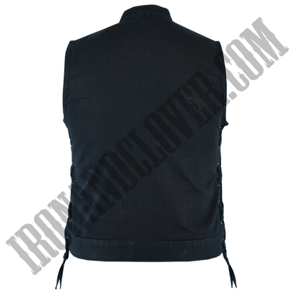 Advance Black Denim Vest with Side Laces