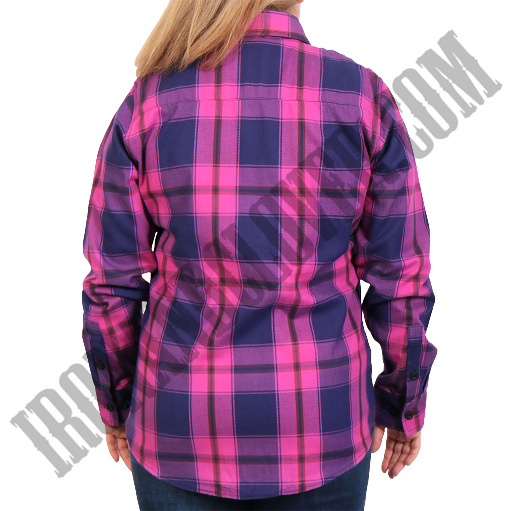 Flannel Shirt in Pink, Navy & Brown